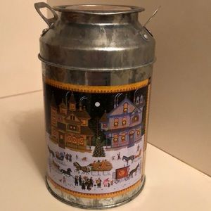 Festive holiday winter tin milk jug